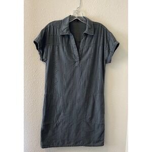 prAna Dress Women's XS Ladyland Gray Eyelet Collared Cottagecore Classic